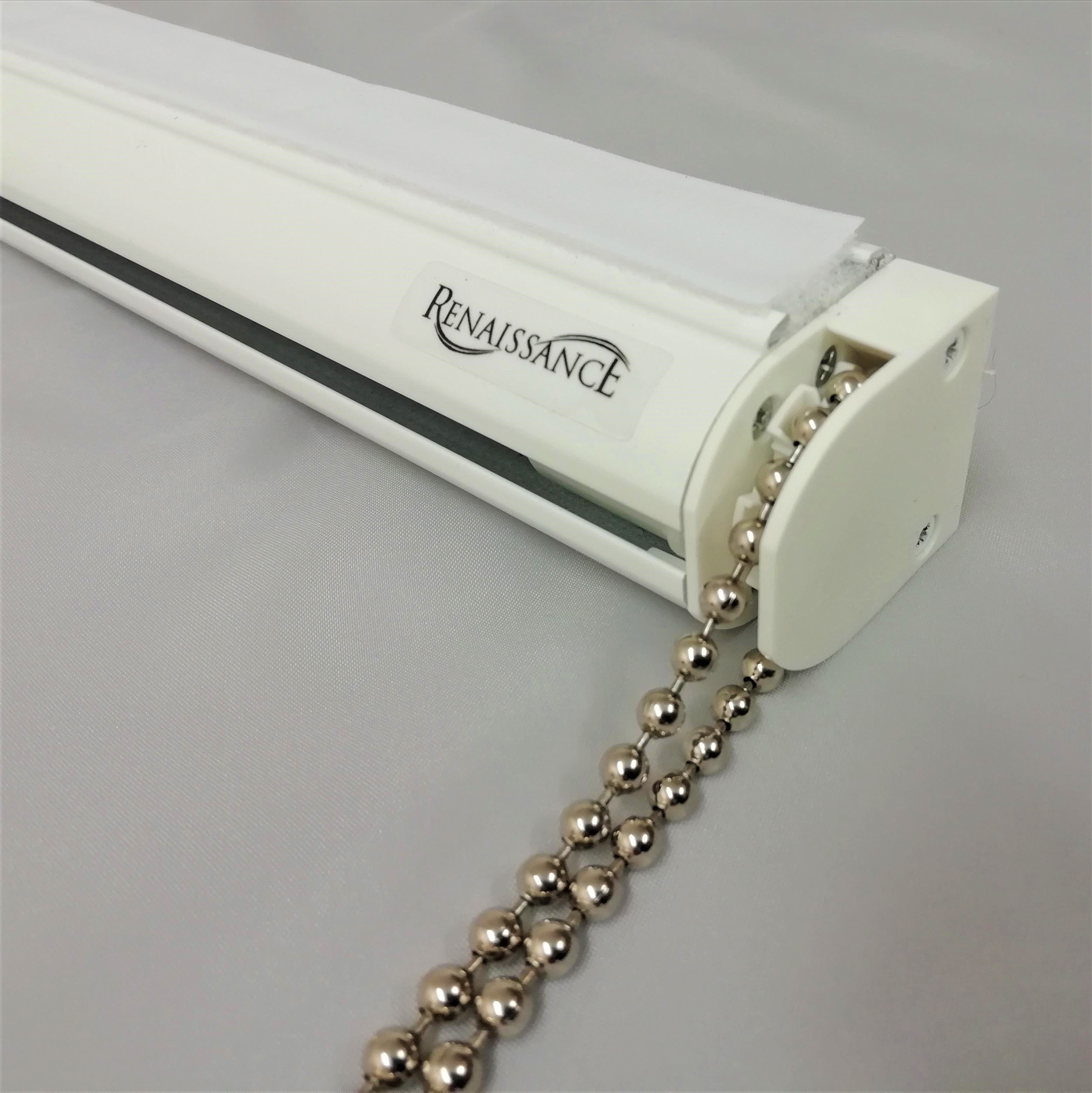A Roman Blind track with a satin nickel chain