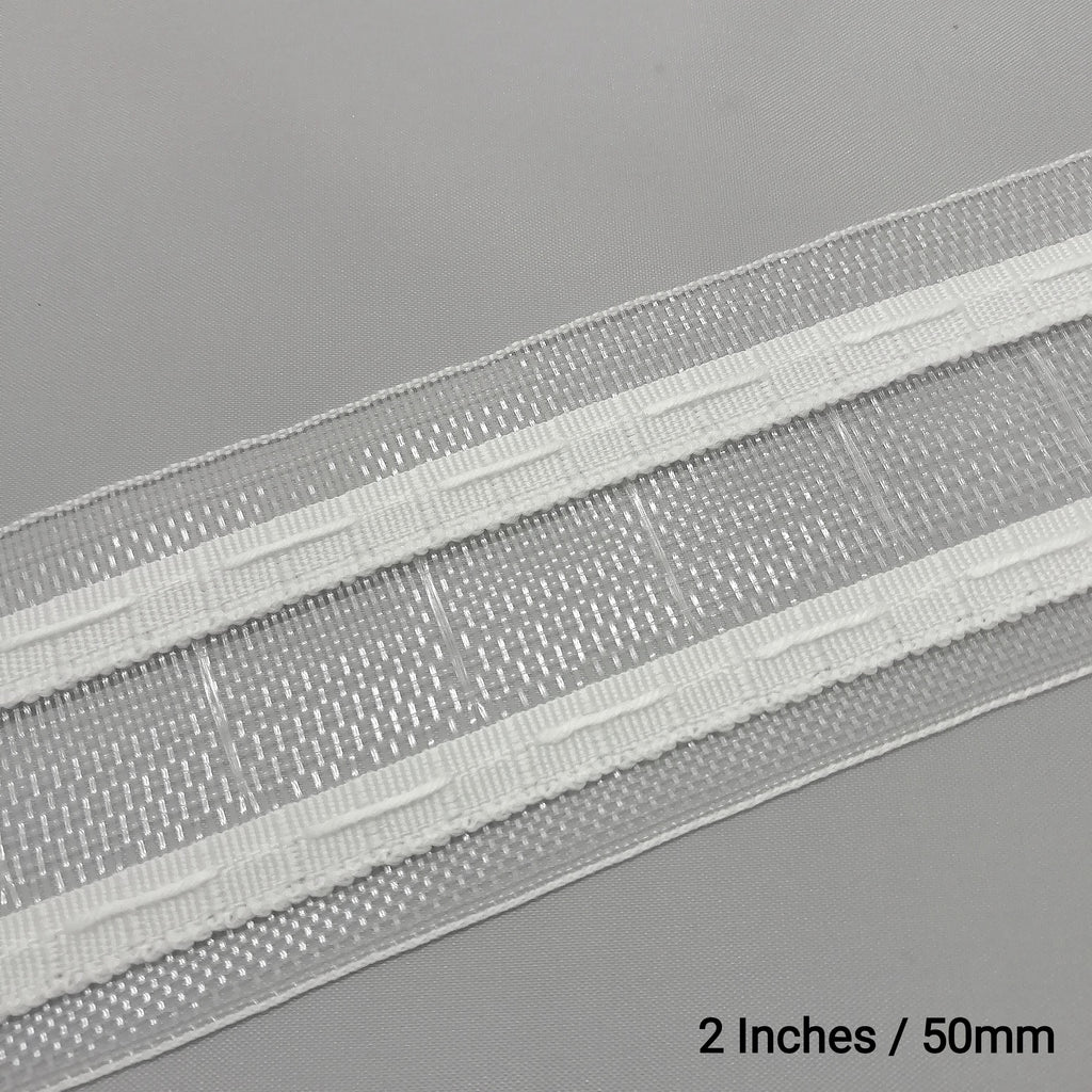 close up of the pockets on 2 inch net pleat curtain tape