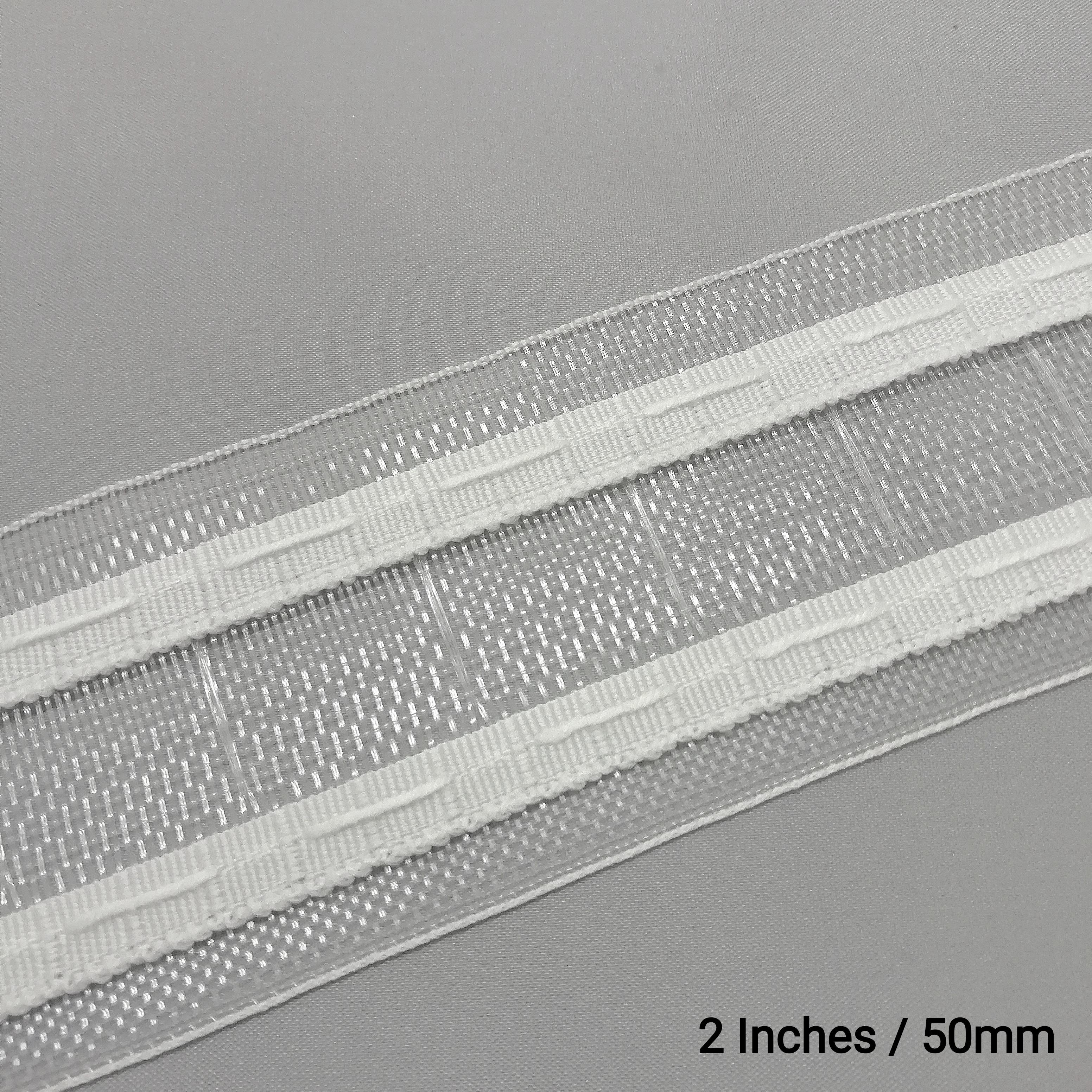 close up of the pockets on 2 inch net pleat curtain tape