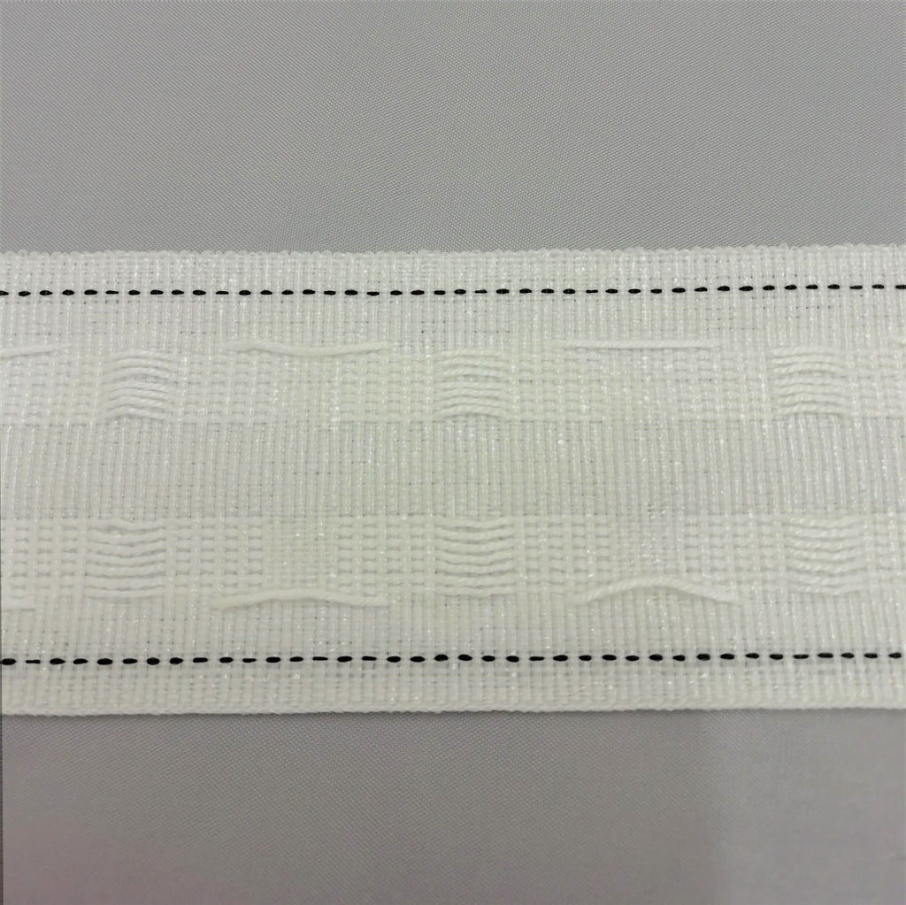 Close up of 2 inch pencil pleat curtain tape showing pockets