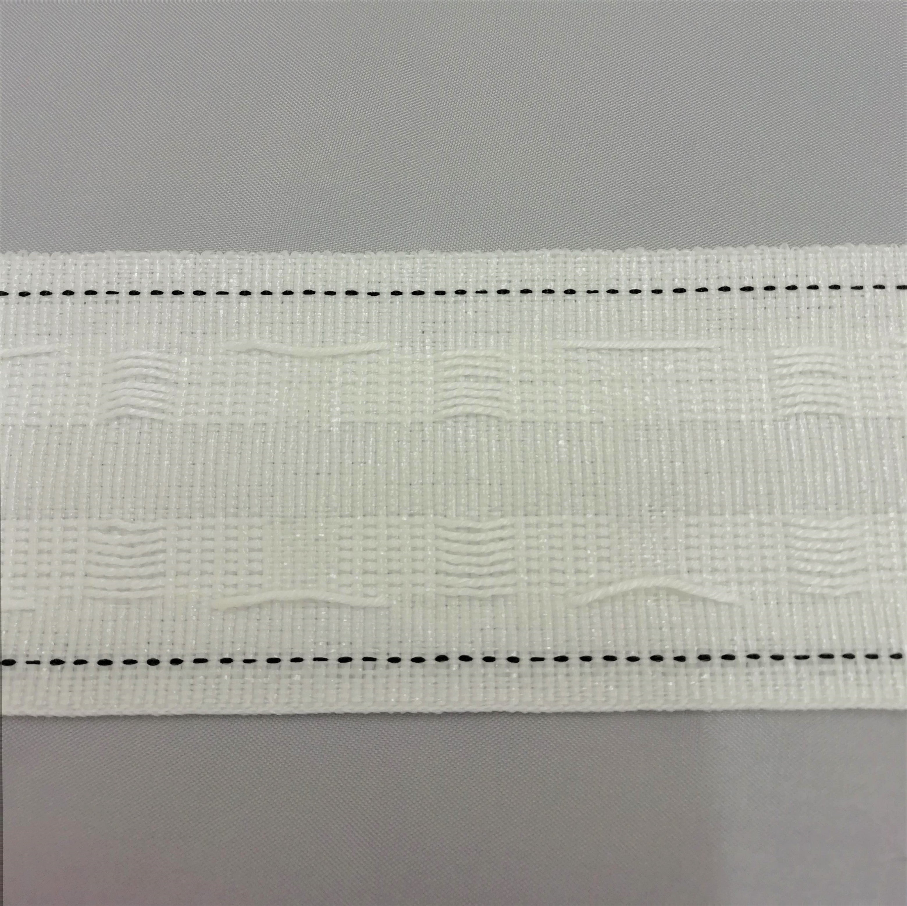 Close up of 2 inch pencil pleat curtain tape showing pockets