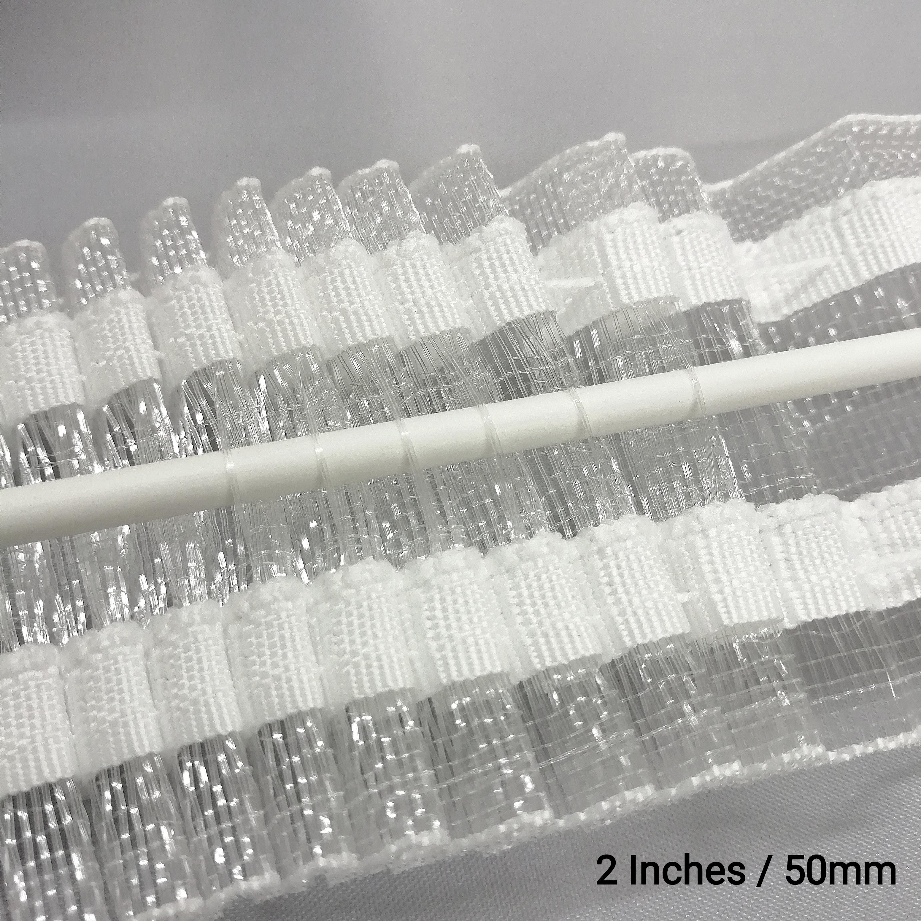 Close up of 2 inch net pleat showing the rod pockets