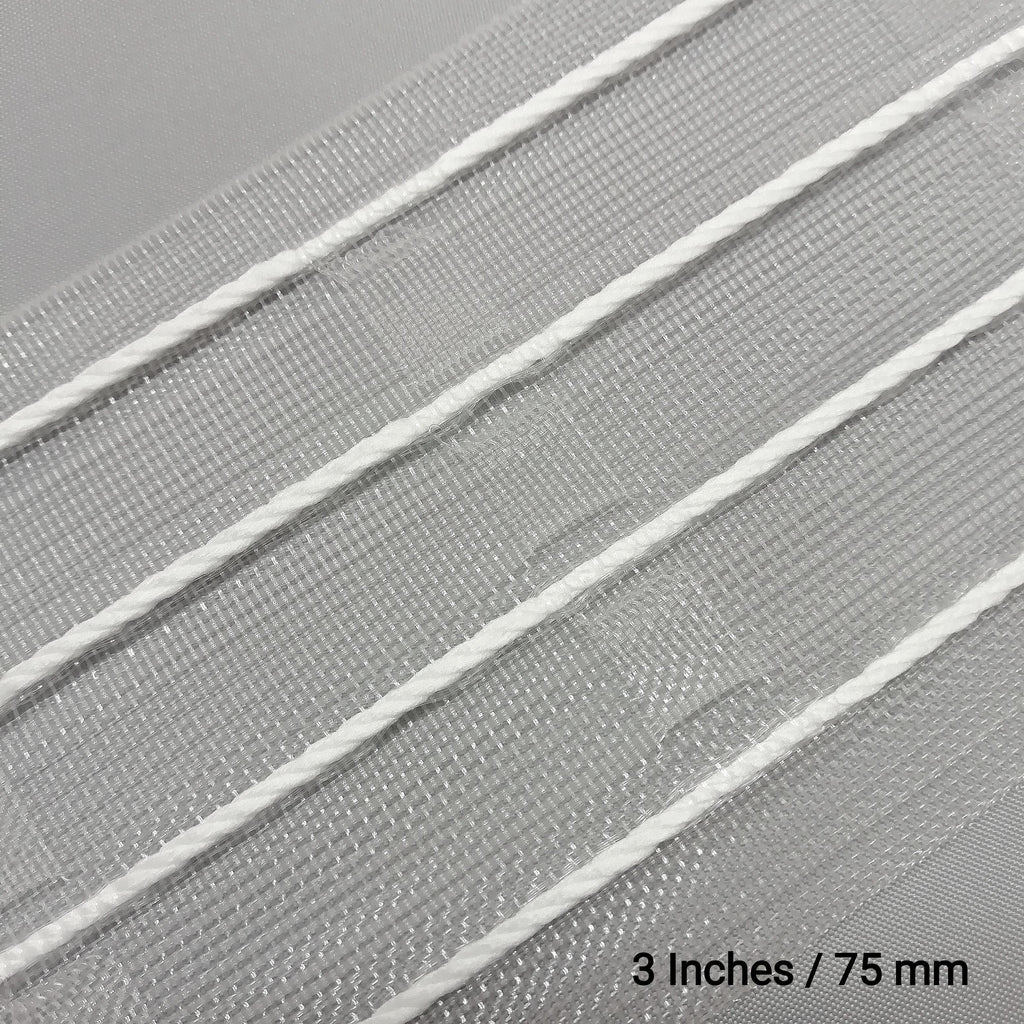 close up of pockets on 3 inch net pleat curtain tape