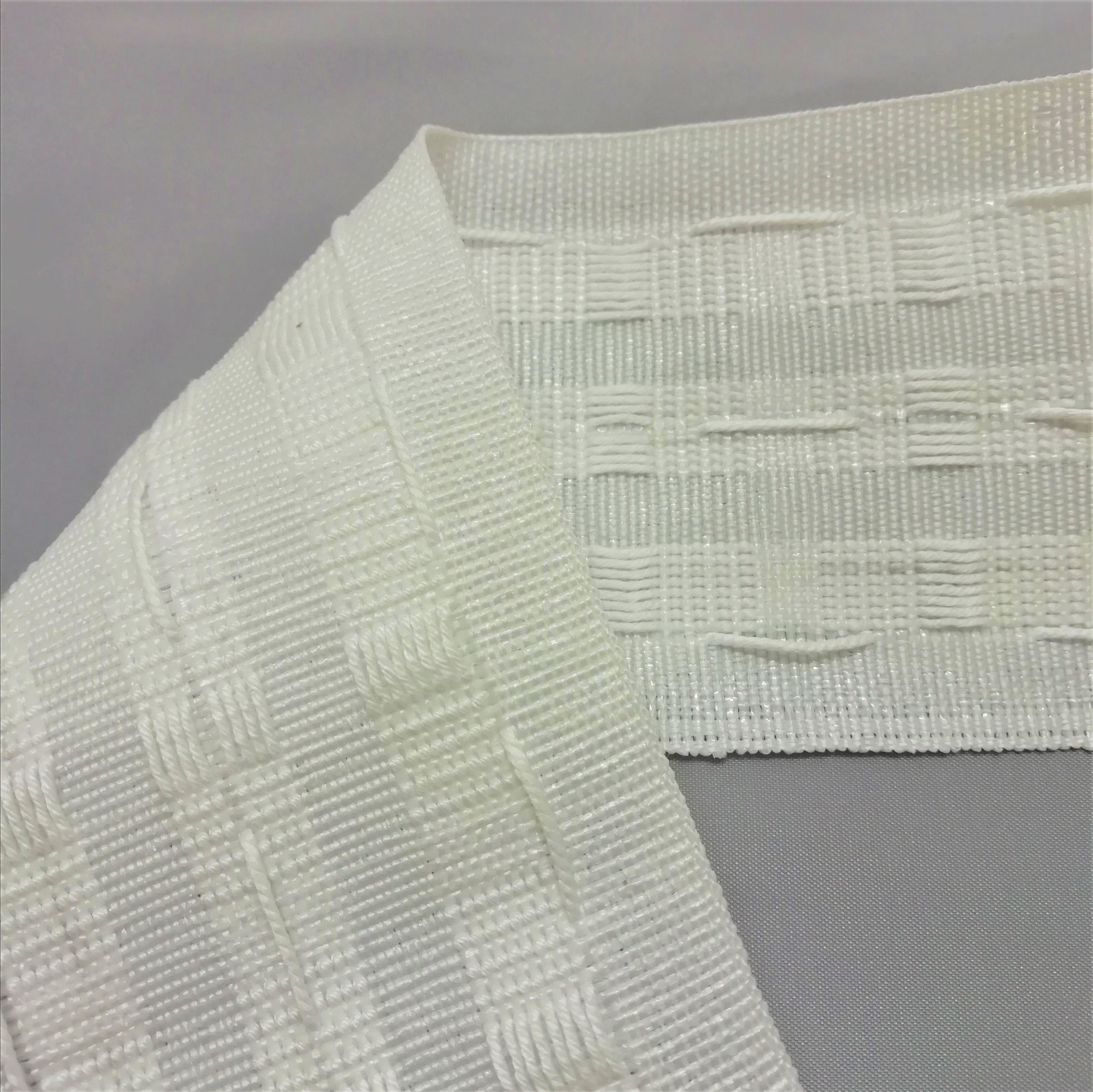 a close up showing the double sided 3 inch pencil pleat curtain tape