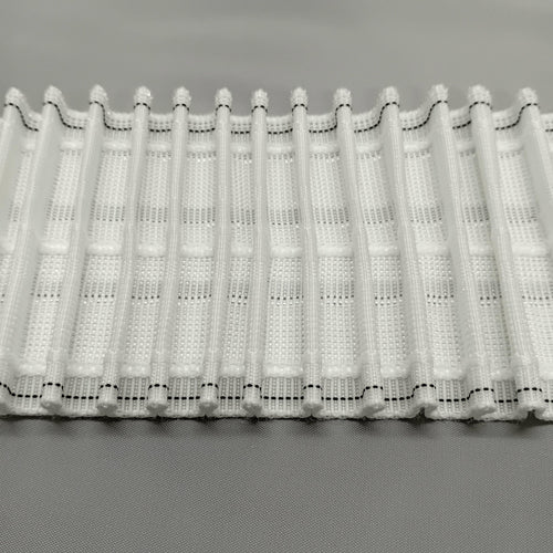3 inch F R curtain tape showing the pleats when pulled up