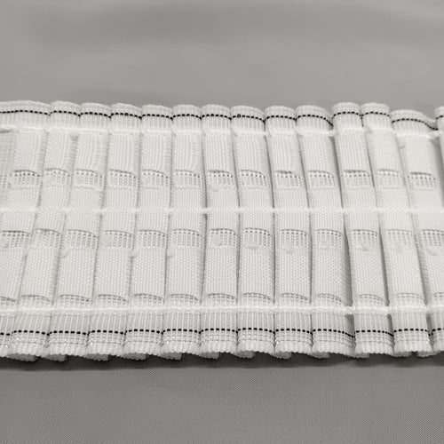 3 inch F R curtain tape showing the hook pockets