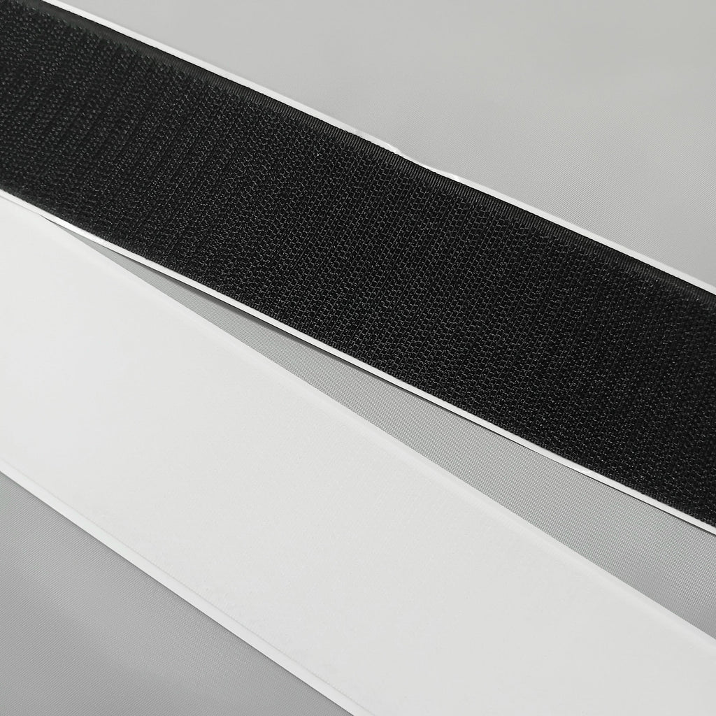50mm Hook Tape in black and white with adhesive backing