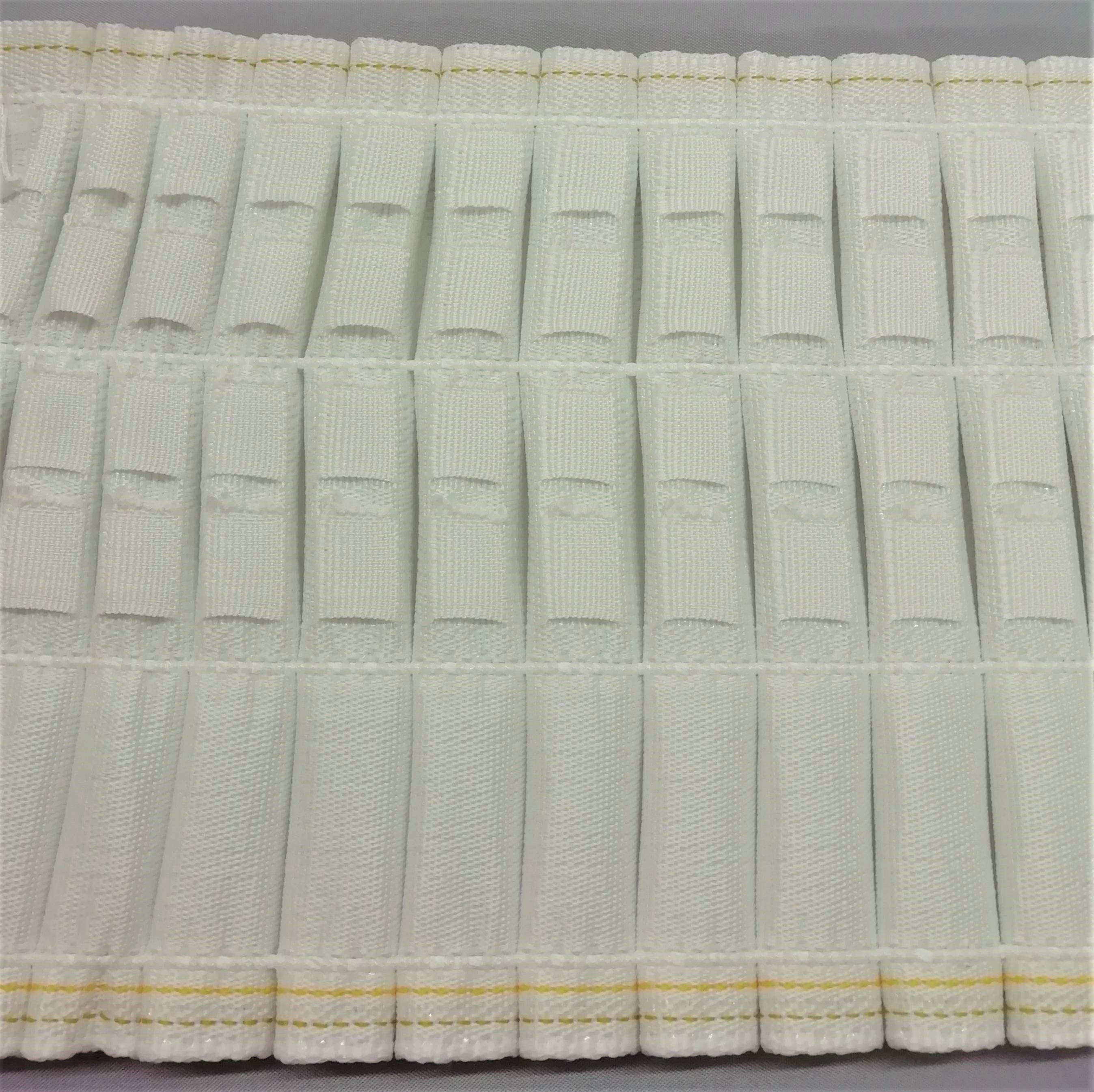 close up of the back of the pleats on 6 inch premium pencil pleat