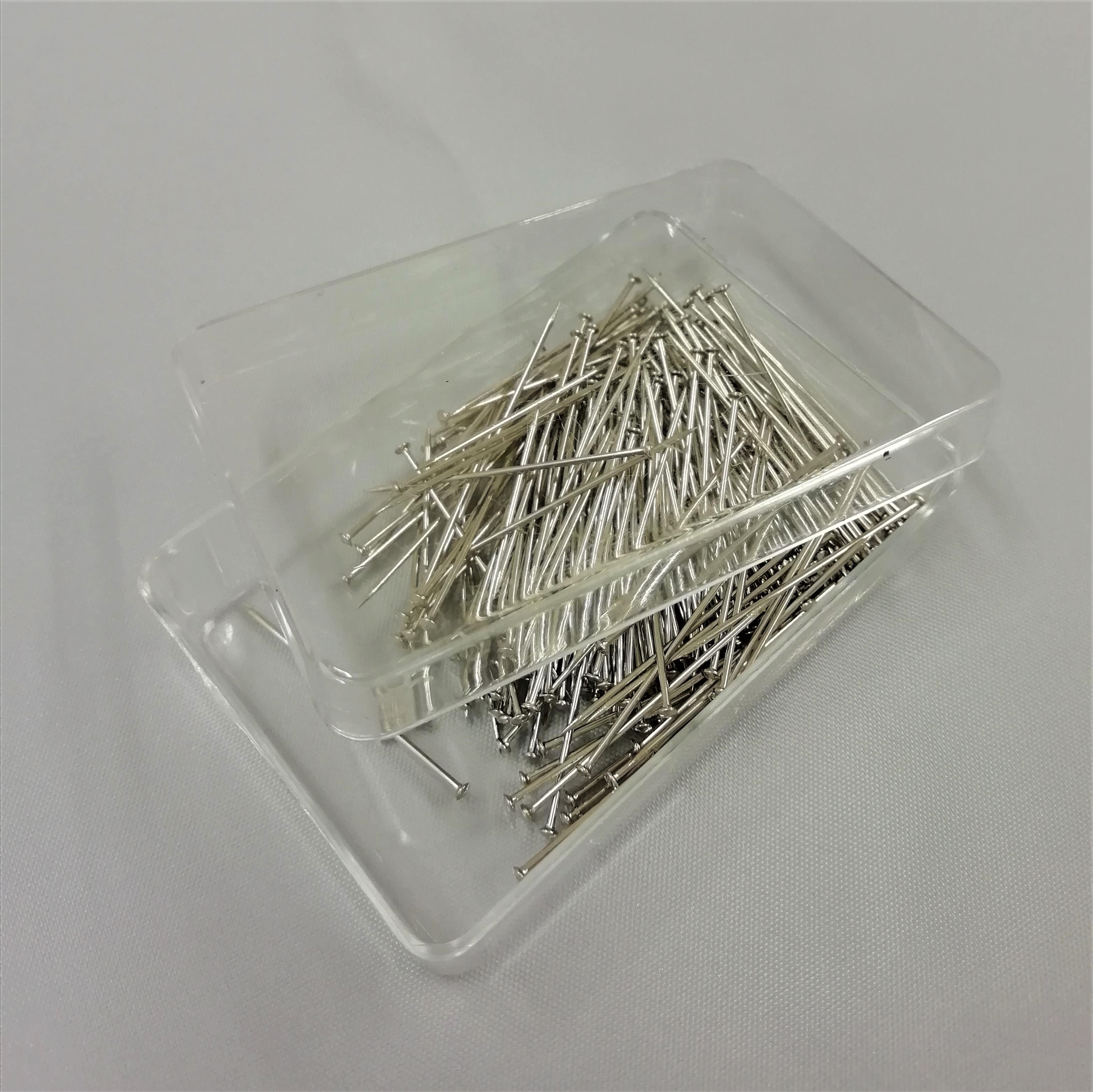 nickel plated steel pins in their own handy plastic box