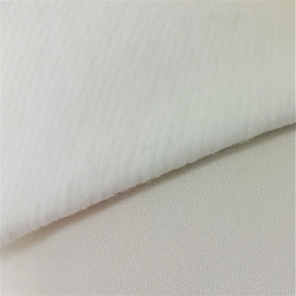 Close-up of bonded blackout. Face side of blackout lining with the reverse side of polyester interlining