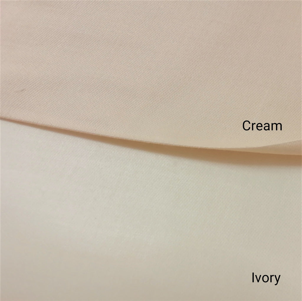 cream and ivory 100% cotton sateen colour swatches