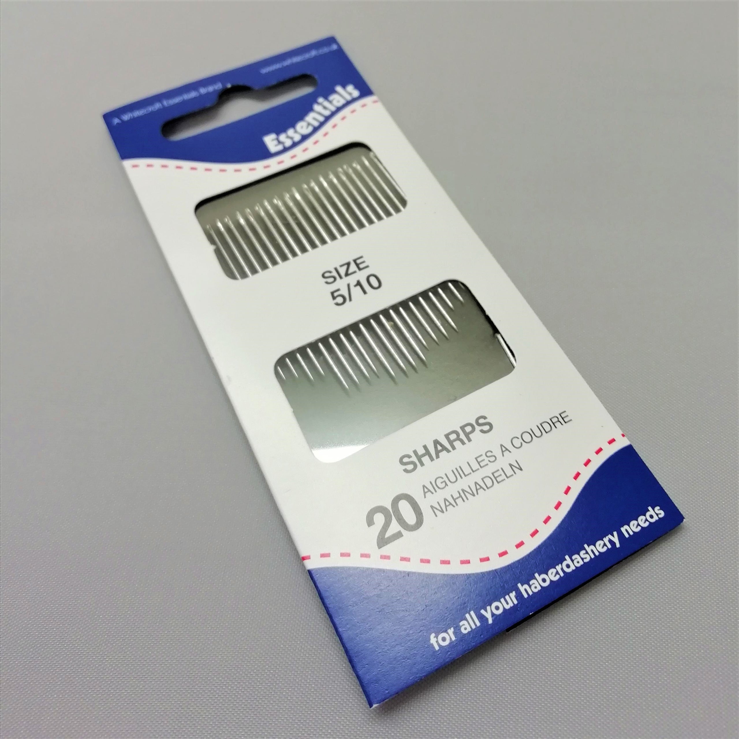 Sharps Hand Sewing Needles Sizes 5-10 | Wallet of 20 | John Downs
